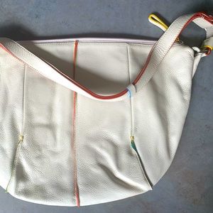 Mywalit bone white leather hobo shoulder bag